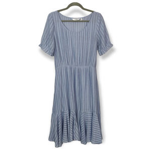 & Other Stories Dress Women's 10 Light Blue Eyelet Lace Tiered Midi Lined